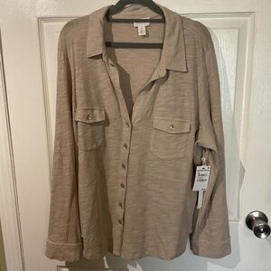 NWT Caslon Women’s Tan Long Sleeve Oxford